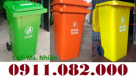 Xả kho thùng rác 240 lít giá rẻ tại cà mau, thùng rác mới 100%- lh 0911082000
