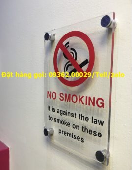 Xưởng sản xuất biển No smoking, biển báo cấm hút thuốc mica, inox giá – Làm biển văn phòng