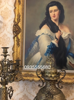 Giao lưu bức tranh sơn dầu thiếu nữ hàng Pháp cổ