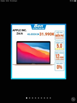 Apple MacBook Air (2020) M1 Chip, 13.3-inch, 8GB, 512GB