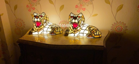 Giao lưu đèn tiffany hình sư tử hàng UK