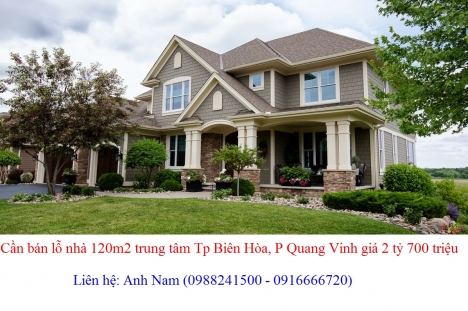 Bán gấp 2 căn nhà 240m2 đất thổ cư Tp Biên Hòa, P Quang Vinh giá 5 tỷ 400 triệu