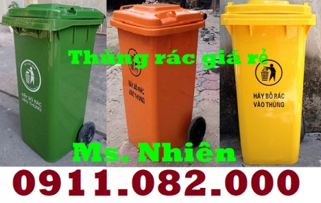 Thùng rác 120 lít 240 lít màu vàng giá rẻ tại cà mau- giảm giá thùng rác mùa dịch- lh 0911082000