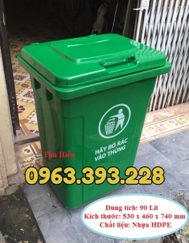 Thùng rác công cộng 90 lít nắp kín, thùng rác công nghiệp
