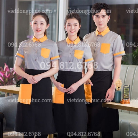 Mẫu đồng phục phục vụ nhà hàng kiểu dáng thời trang, form chuẩn, siêu đẹp