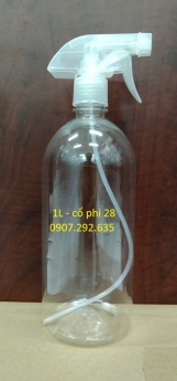 HDPE  chai nhựa 1L cổ phi 28 ngành hóa mỹ phẩm sẵn kho