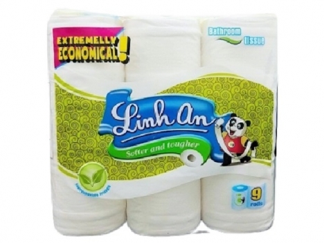 Giấy vệ sinh cuộn nhỏ cao cấp Linh An, giấy vệ sinh 3 lớp