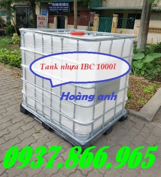 Bồn IBC, tank nhựa, tank nhựa 1 khối đựng hóa chất, tank 1000l màu trắng