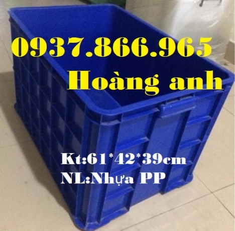 Thùng nhựa công nghiệp xếp kho, thùng nhựa đặc HS026, thùng nhựa cao 39, thùng nhựa có nắp