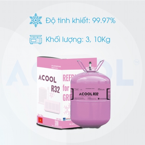 Phân phối, cung ứng gas lạnh R32 loại 3kg và 10kg