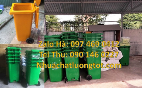 thùng rác công nghiệp 240L, thùng rác công cộng 240L, Thùng rác 120 nắp kín màu cam, thùng đựng