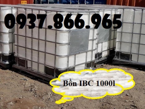 Tank IBC, bồn nhựa cũ chuyên đựng nước, thùng nhựa 1000l có van xả dưới đáy
