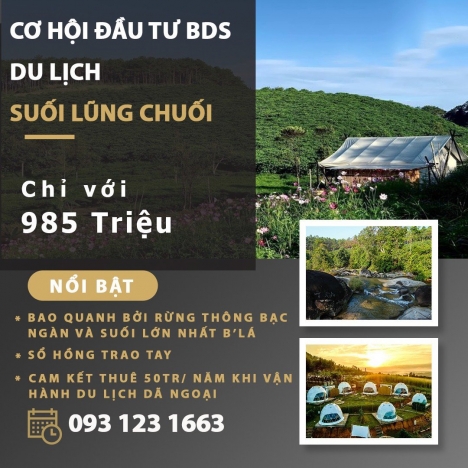 Đất sào nghỉ dưỡng khu dã ngoại suối lũng chuối B'La, Bảo Lâm, Lâm Đồng.