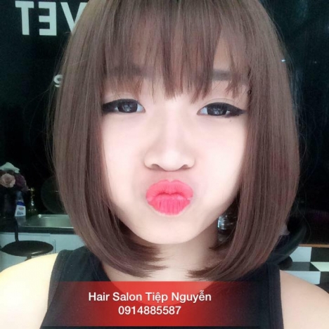 Tóc layer uốn xoăn ngắn ngang vai, tóc bob layer, học nghề tóc Tiệp Nguyễn Academy