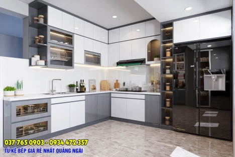 Thiết kế thi công nội thất kệ tủ bếp đa năng giá rẻ tại Quảng Ngãi