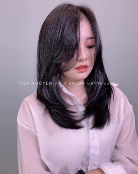 Tóc bob uốn xoăn, tóc bob uốn cụp ngang vai cho nàng mái dài  - Tiệp Nguyễn Hair Salon