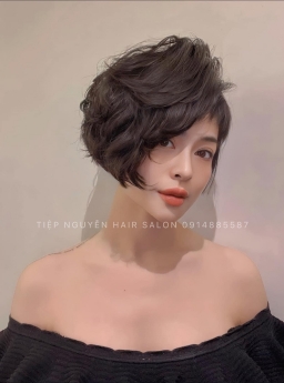 Tóc bob uốn xoăn, Uốn tóc xoăn ngắn ngang vai Tiệp Nguyễn Hair Salon