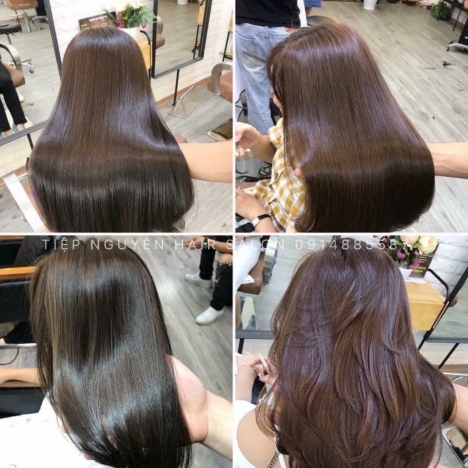 Tóc uốn cụp, tóc uốn xoăn sóng ngang vai cho nàng mái thưa - Tiệp Nguyễn Hair Salon