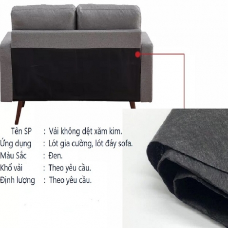 Vải không dệt xăm kim lót sofa chất lượng, felt, kubu lót sofa