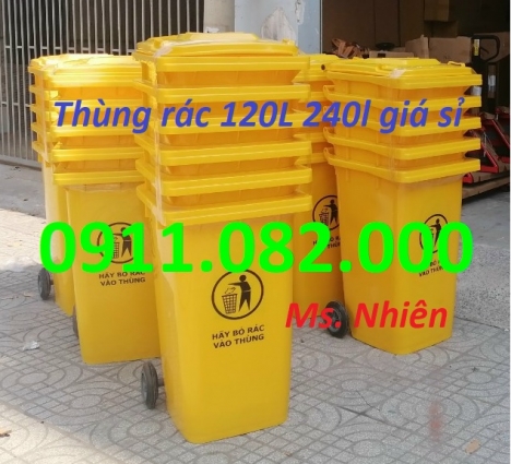 Sỉ giá rẻ số lượng thùng rác 120L 240L 660L giá rẻ tại vĩnh long, thùng rác nắp kín đủ màu- lh 0911