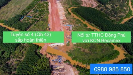 Đất ngay KCN Becamex Đồng Phú 6300ha, sát tuyến đường số 4, Sổ Sẵn, NH hỗ trợ