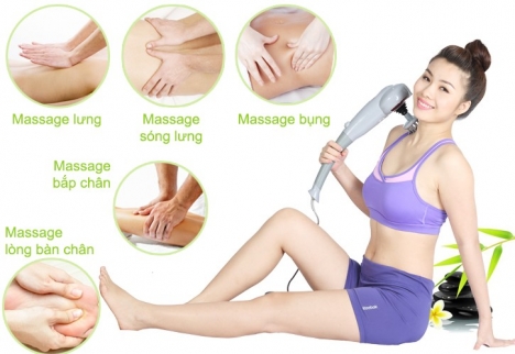 Máy massage Ayosun Hàn Quốc: máy mát xa cầm tay 7 đầu,máy mát xa vai cổ gáy có tia hồng ngoại