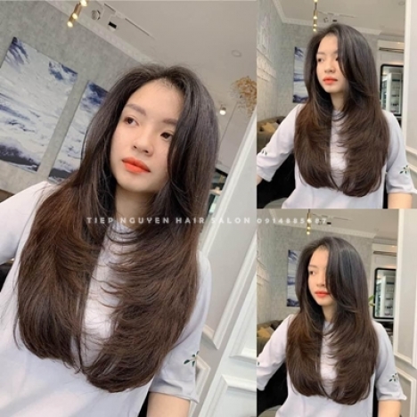 Xoăn bung layer, tóc xoăn sóng lơi ngang vai. - Tiệp Nguyễn Hair ...