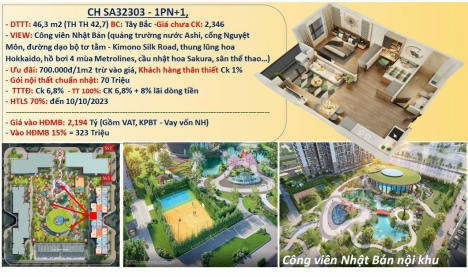 Cần bán căn hộ THÔNG MINH 1PN+1 THE  SAKURA - VINHOMES SMART CITY