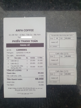 Lắp đặt Máy Tính Tiền cho quán COFFEE tại Tiên Du - Bắc Ninh