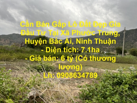 Cần Bán Gấp Lô Đất Đẹp Gía Đầu Tư Tại Xã Phước Trung, Huyện Bắc Ái, Ninh Thuận