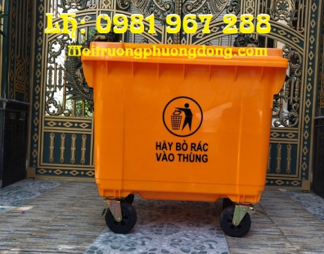 Bán thùng rác nhựa 660 lít công cộng màu cam