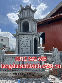 Hình ảnh lắp đặt Tháp mộ đá thờ hũ cốt tại Vĩnh Long