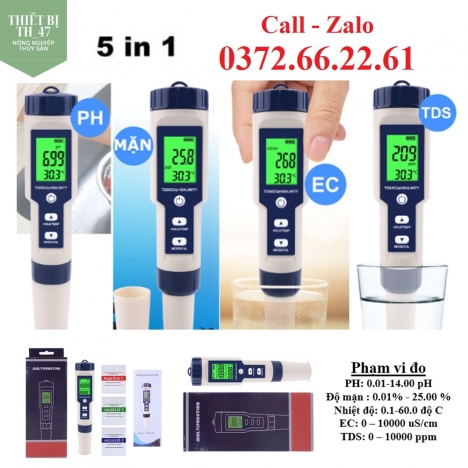 Bút đo PH của nước 5 trong 1 pH TDS EC độ mặn nhiệt độ