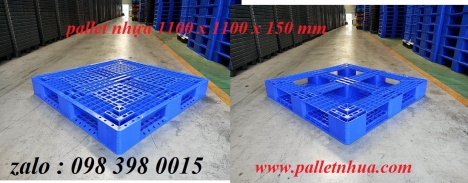 Pallet nhựa 1100x1100x150mm màu xanh