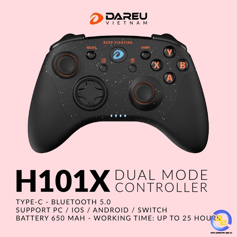 tay cầm game DareU H101X Wireless Black 1,000,000