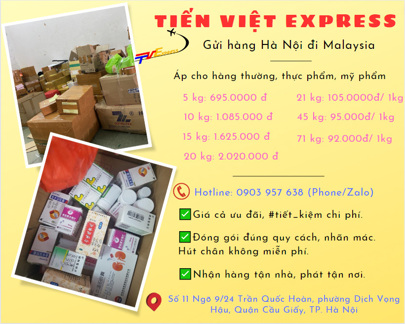 Gửi hàng hóa đi Malaysia Tiến Việt Express