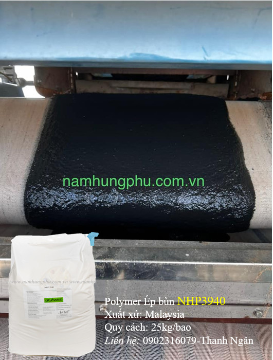Hóa chất polymer NHP3940 sử dụng cho máy ép bùn băng tải
