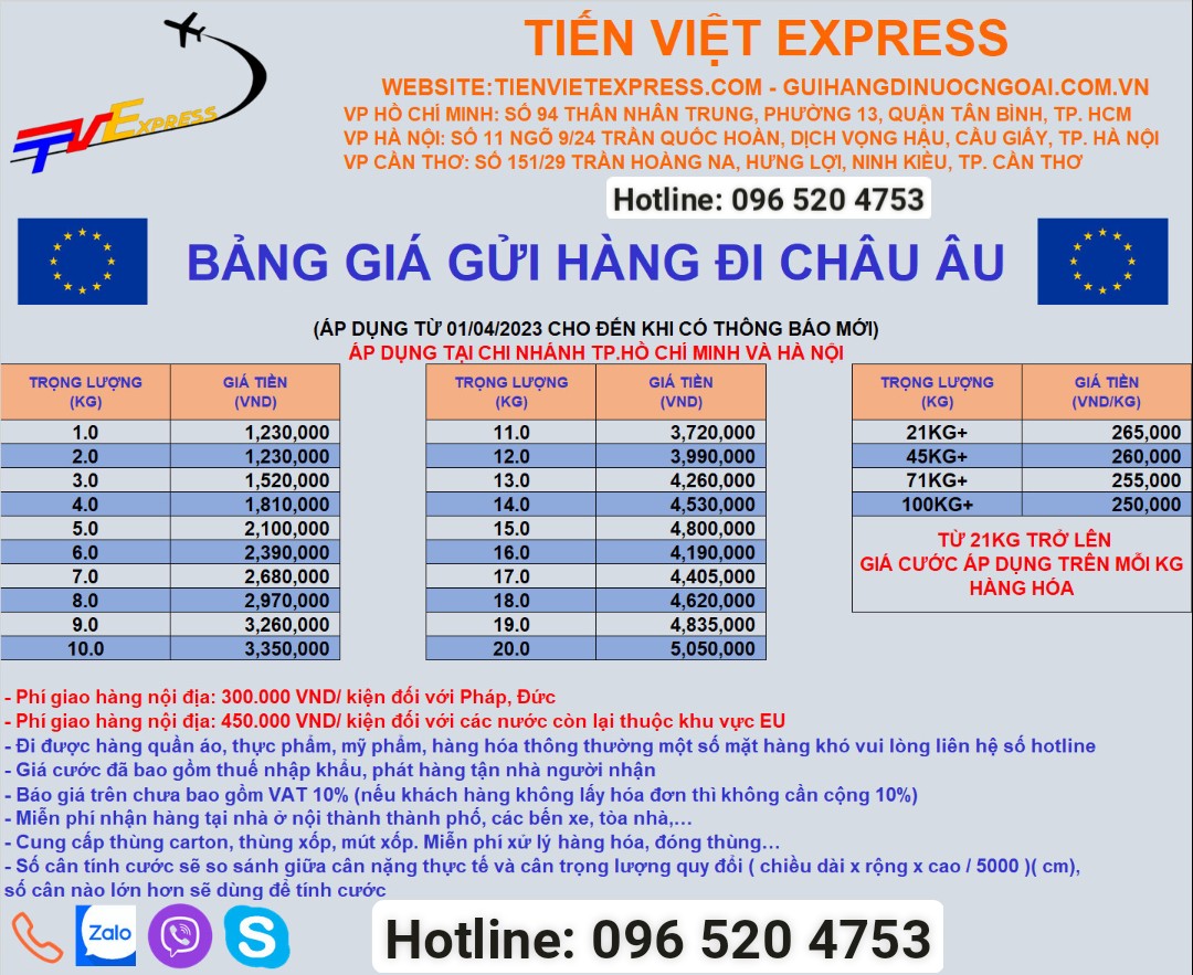 VẬN CHUYỂN HÀNG HÓA QUỐC TẾ TIẾN VIỆT EXPRESS