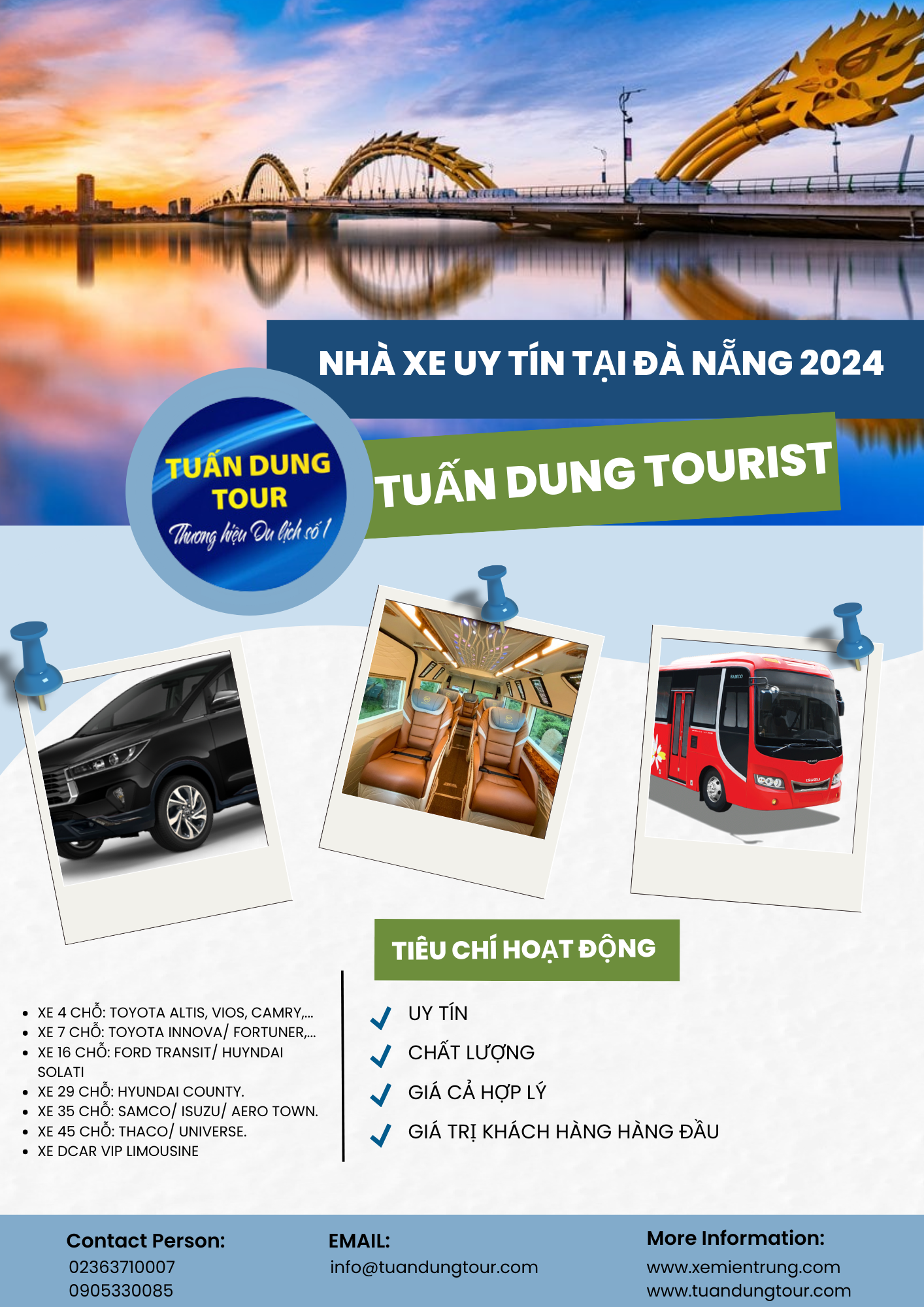 TOP 5 NHÀ XE UY TÍN TẠI ĐÀ NẴNG 2024 - TUẤN DUNG TOURIST