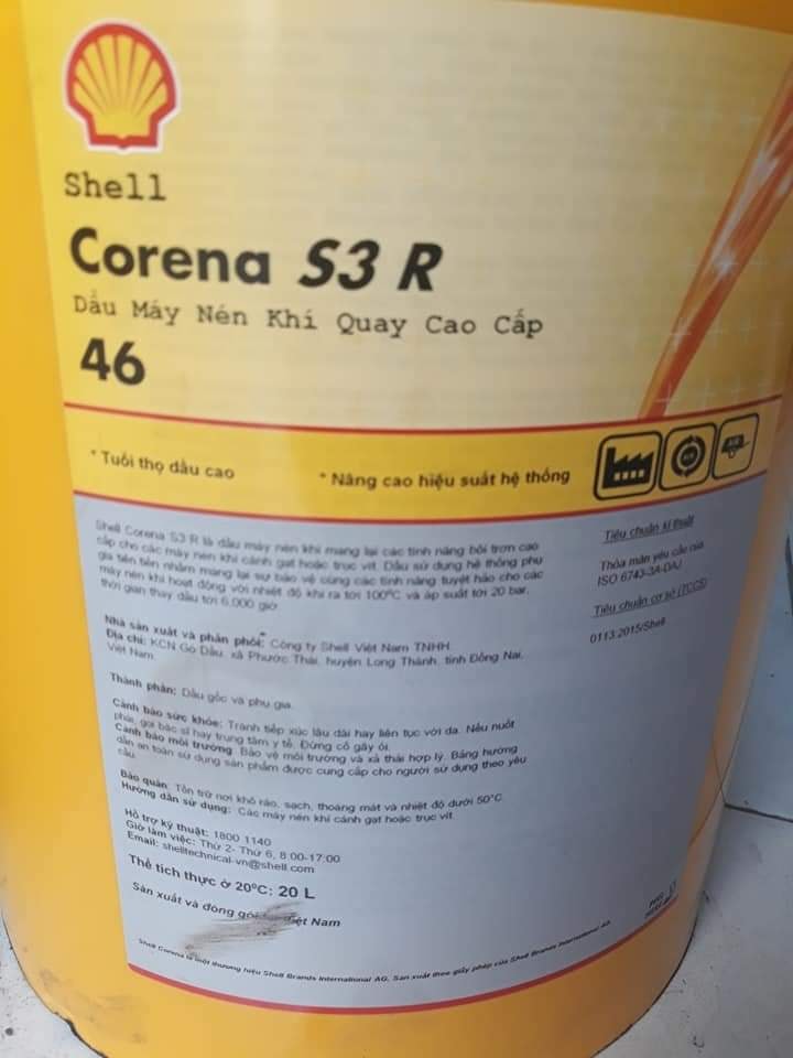 Đại lý mua bán dầu nhớt máy nén khí Shell Corena S3 R46 chính hãng.