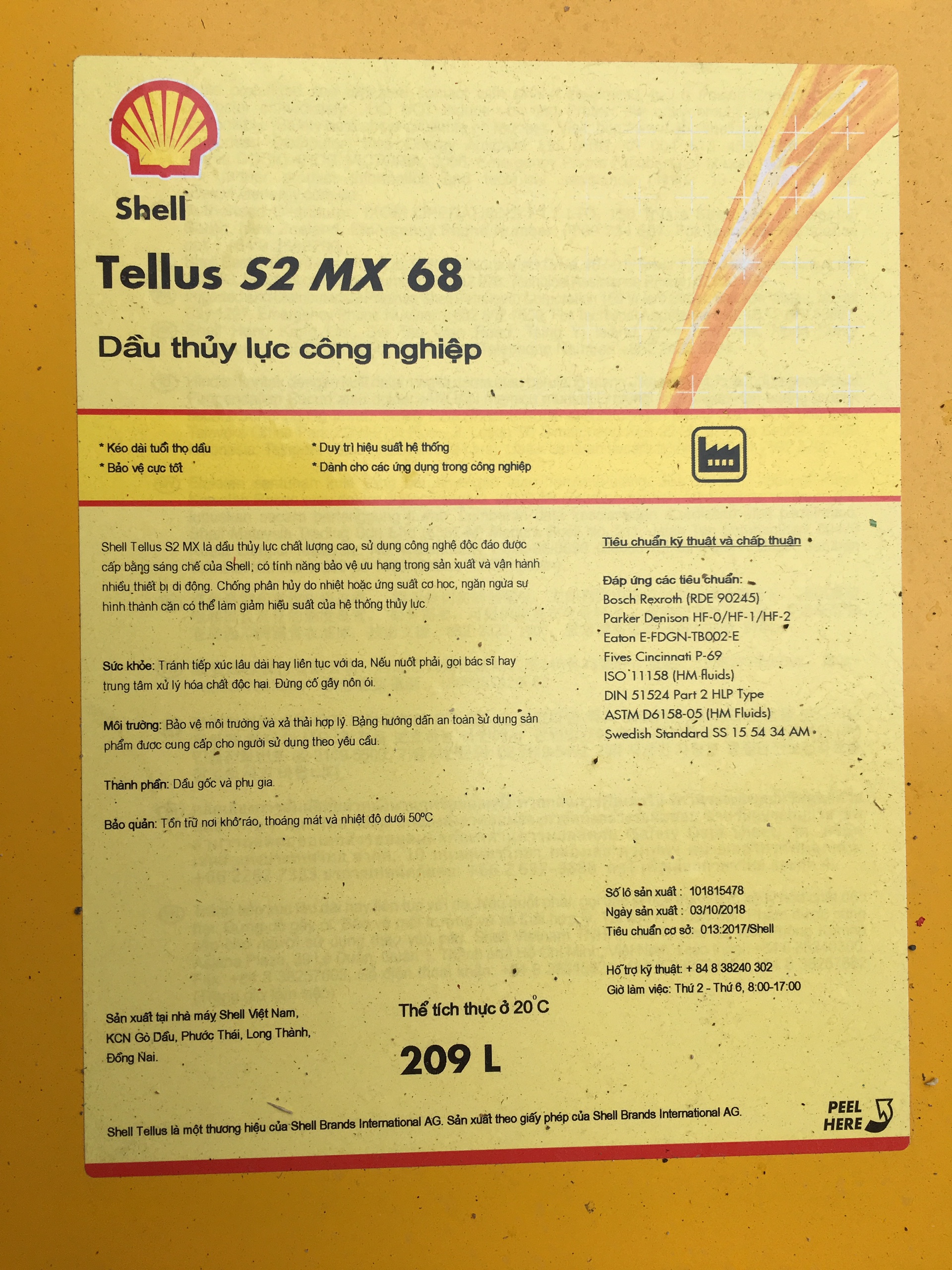 Dầu nhớt thủy lực Shell Tellus S2 MX 68 - NPP Dầu Nhớt Shell TPHCM