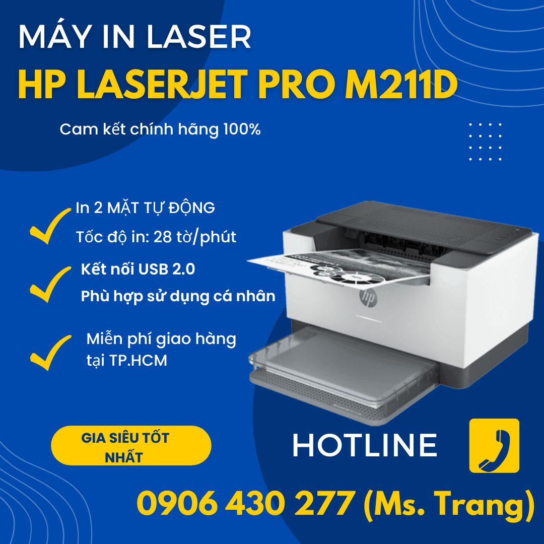 Máy in laser đen trắng HP Laserjet pro m211d giá rẻ