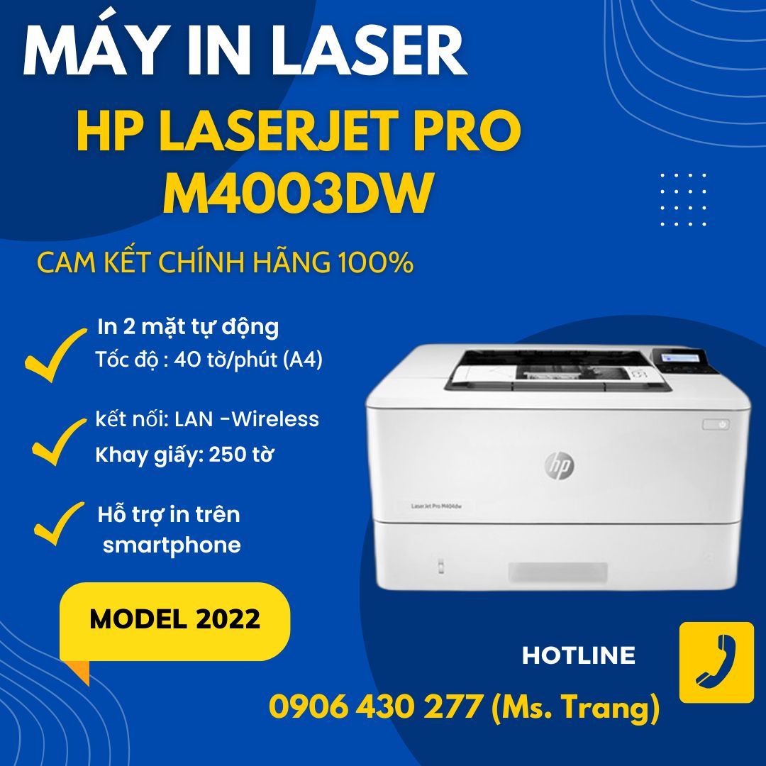 Máy in đen trắng HP laser jet Pro M4003dw giá rẻ