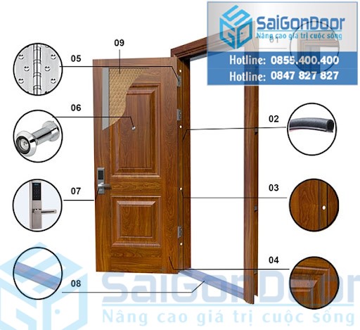 Cửa thép vân gỗ Saigondoor lắp cho cửa phòng ngủ, cửa ban công, cửa chính tại Hồ Chí Minh - 488574