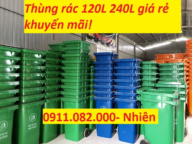 Nơi cung cấp thùng rác nhựa 120 lít 240 lít giá rẻ tại bình dương- thùng rác 3 ngăn- lh 0911082000
