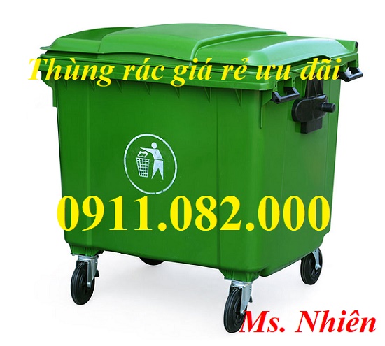 Sỉ lẻ thùng rác giá rẻ tại khánh hoà- thùng rác 120L 240L màu vàng, xanh- lh 0911082000