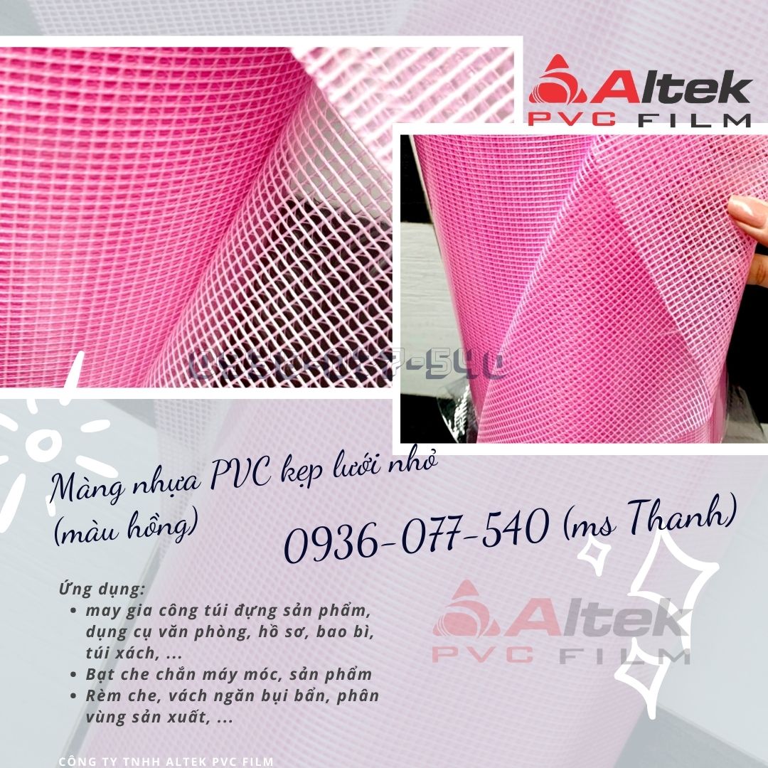 Màng nhựa PVC lưới nhỏ - màu hồng - Altek PVC Film