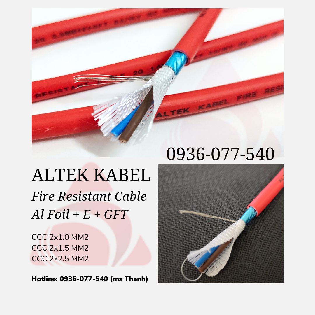 Cáp báo cháy, chống cháy, chống nhiễu Altek Kabel 2 x 1.0 MM + GFT