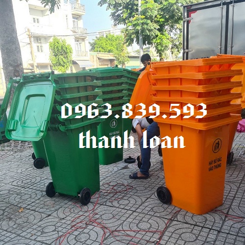 Thùng rác 240L màu cam, thùng rác y tế 240l / 0963.839.593 Ms.Loan
