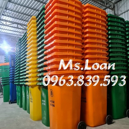 Thùng rác 240L màu cam, thùng rác y tế 240l / 0963.839.593 Ms.Loan